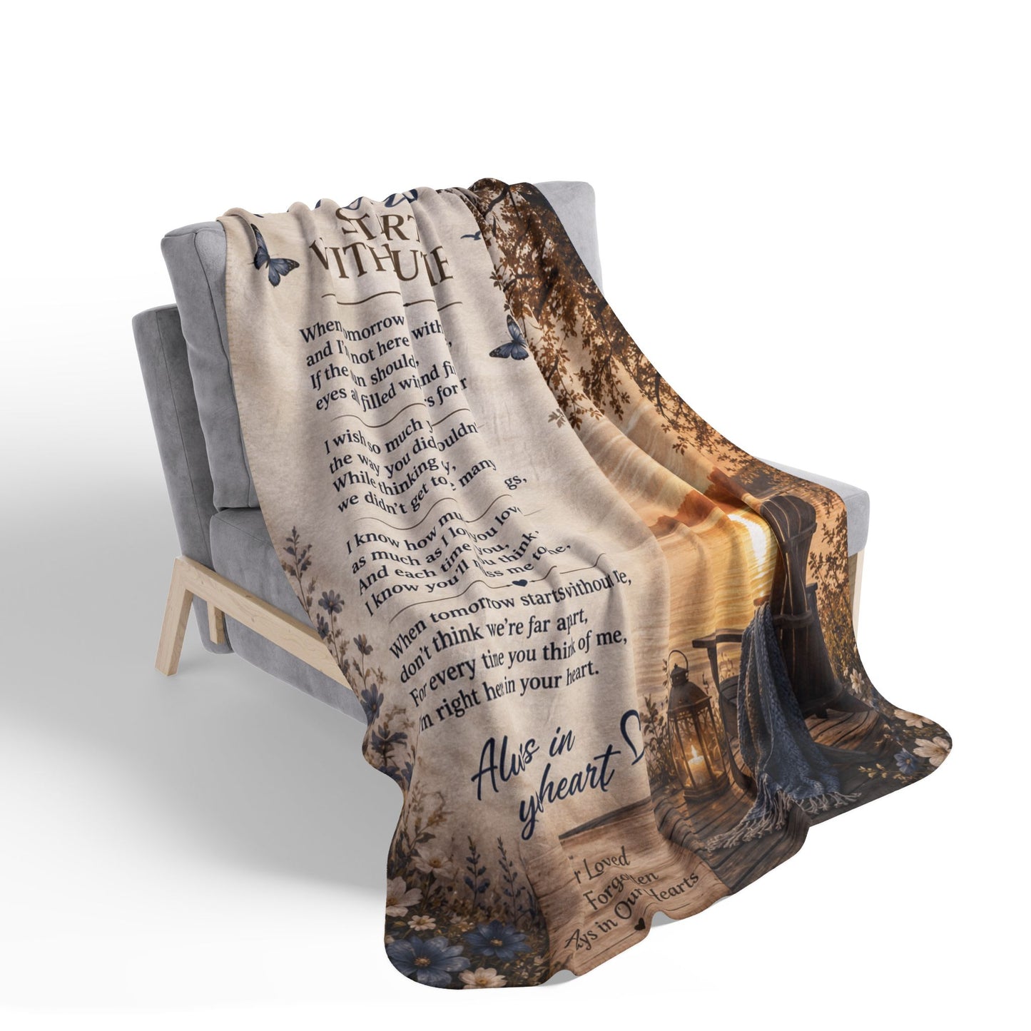 "When Tomorrow Starts Without Me" - Fleece Sherpa Blanket —Memorial Sunset Throw