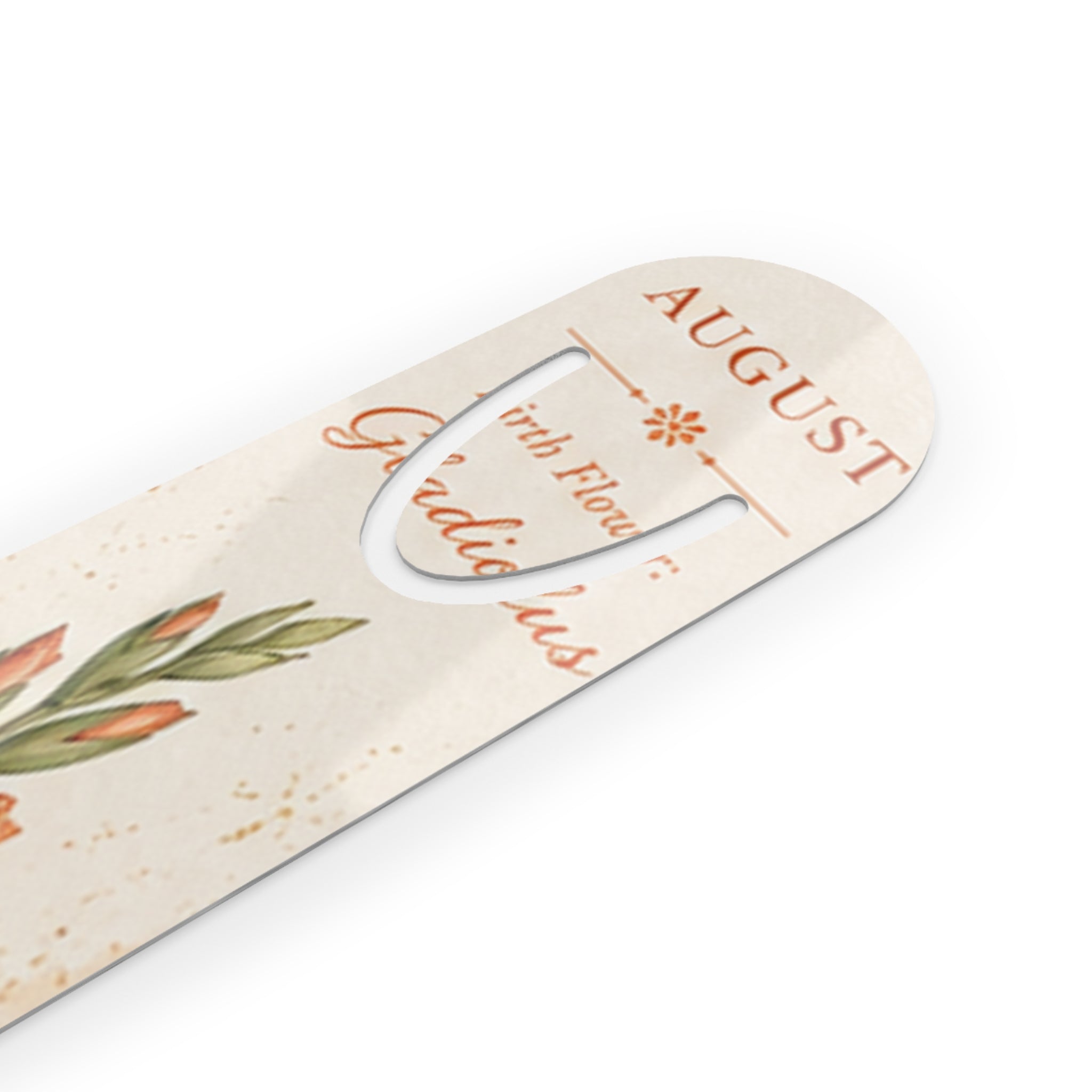 Bookmark (h) - August Birth Flower Gladiolus  — Floral Metal Page Marker