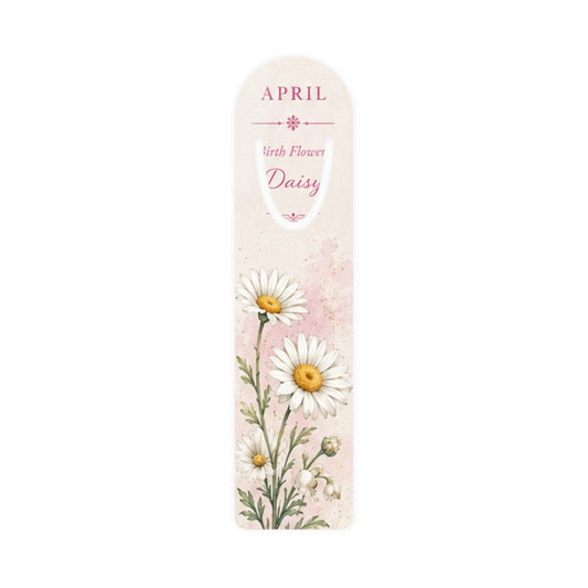 Bookmark (d) – April Birth Flower - Metal Bookmark with Floral Illustration