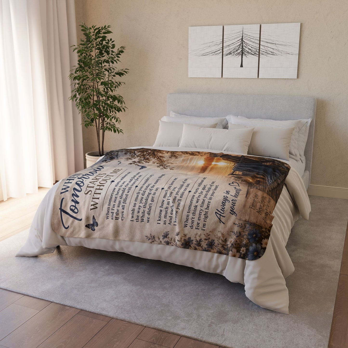 "When Tomorrow Starts Without Me" - Fleece Sherpa Blanket —Memorial Sunset Throw