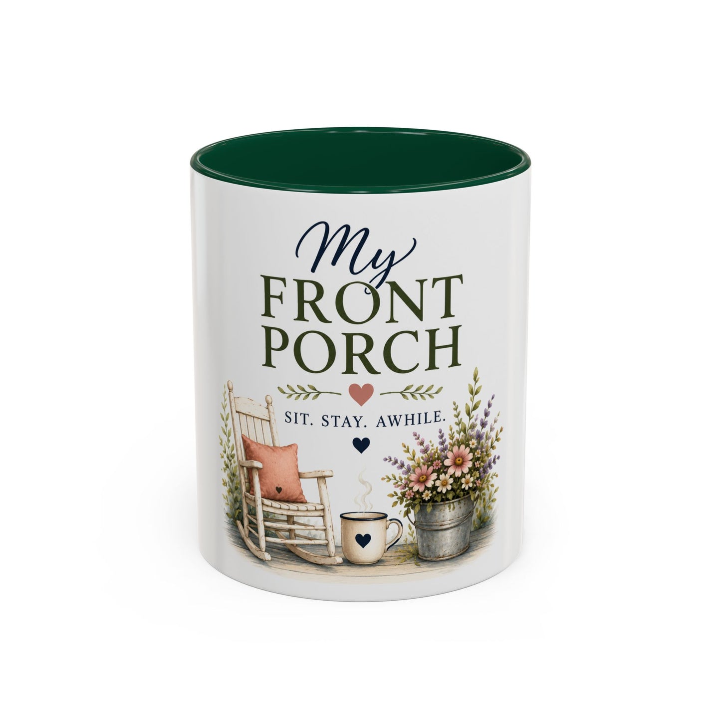 Lori's Front Porch Mug — Cozy Rustic Porch Scene Accent Coffee Cup (11oz/15oz)