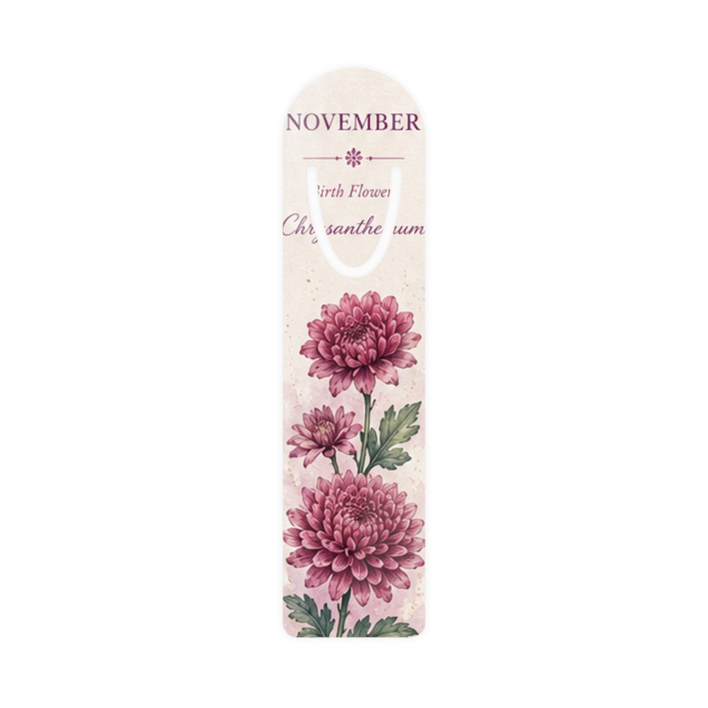 Bookmark (k) - November Chrysanthemum — Floral Birth Month Metal Bookmark