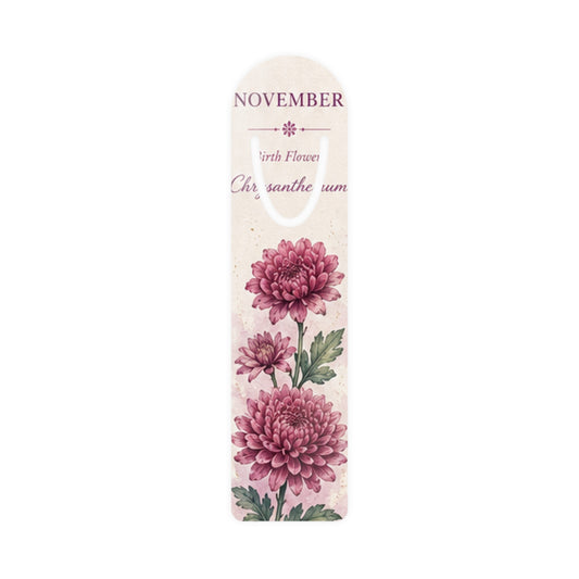 Bookmark (k) - November Chrysanthemum — Floral Birth Month Metal Bookmark