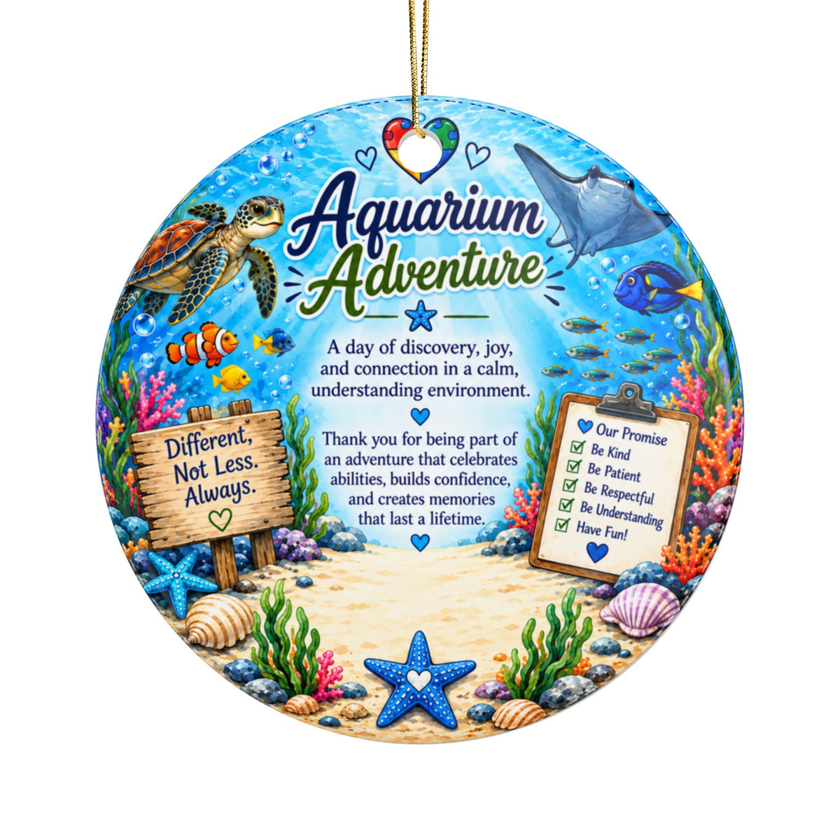Aquarium Adventure – Autism Awareness Double-Sided Ceramic Keepsake Ornament