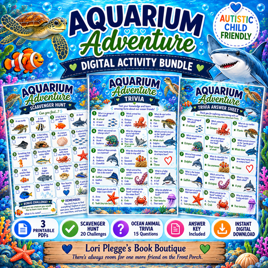 Our Aquarium Adventure – Printable Activity Bundle | Scavenger Hunt, Ocean Trivia & Answer Key