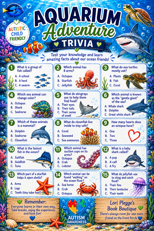 Aquarium Adventure – Ocean Animal Trivia & Answer Key | Printable Kids' Educational Game