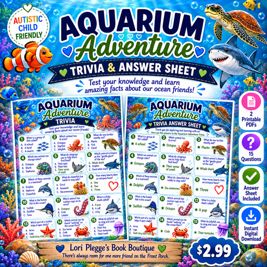 Aquarium Adventure – Ocean Animal Trivia & Answer Key | Printable Kids' Educational Game