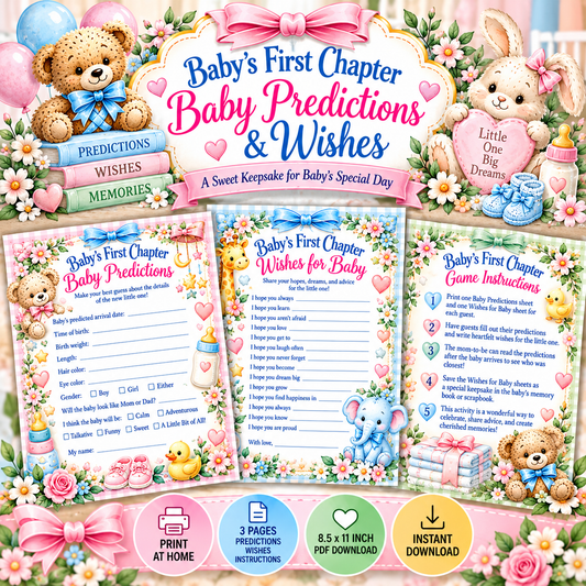 Baby Predictions & Wishes Printable Keepsake Set