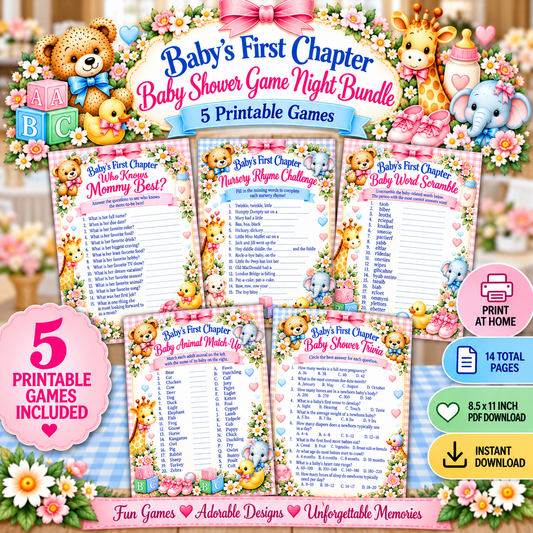 Baby Shower Game Night Bundle  5 Printable Games