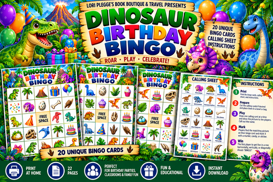 Dinosaur Birthday Bingo – 20 Printable Picture Bingo Cards 🦖🎉