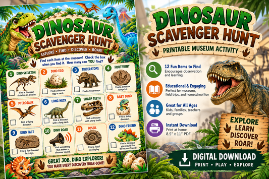 Dinosaur Adventure – Printable Museum Scavenger Hunt 🦖