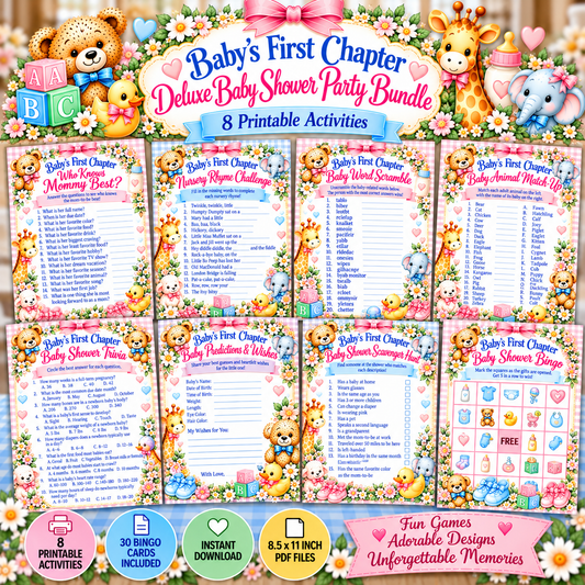 Deluxe Baby Shower Party Bundle   8 Printable Activities