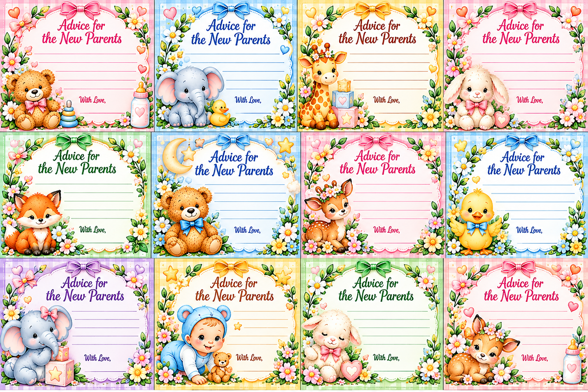 Advice for the New Parents  Printable Baby Shower Keepsake Cards