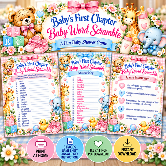 Word Scramble Printable Baby Shower Game